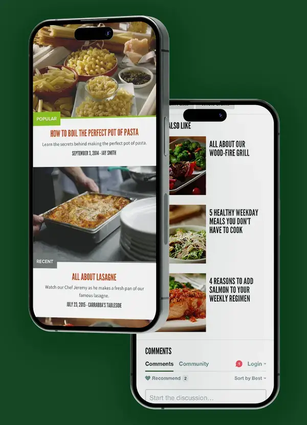 Carrabba’s Kitchen mobile recipe discovery