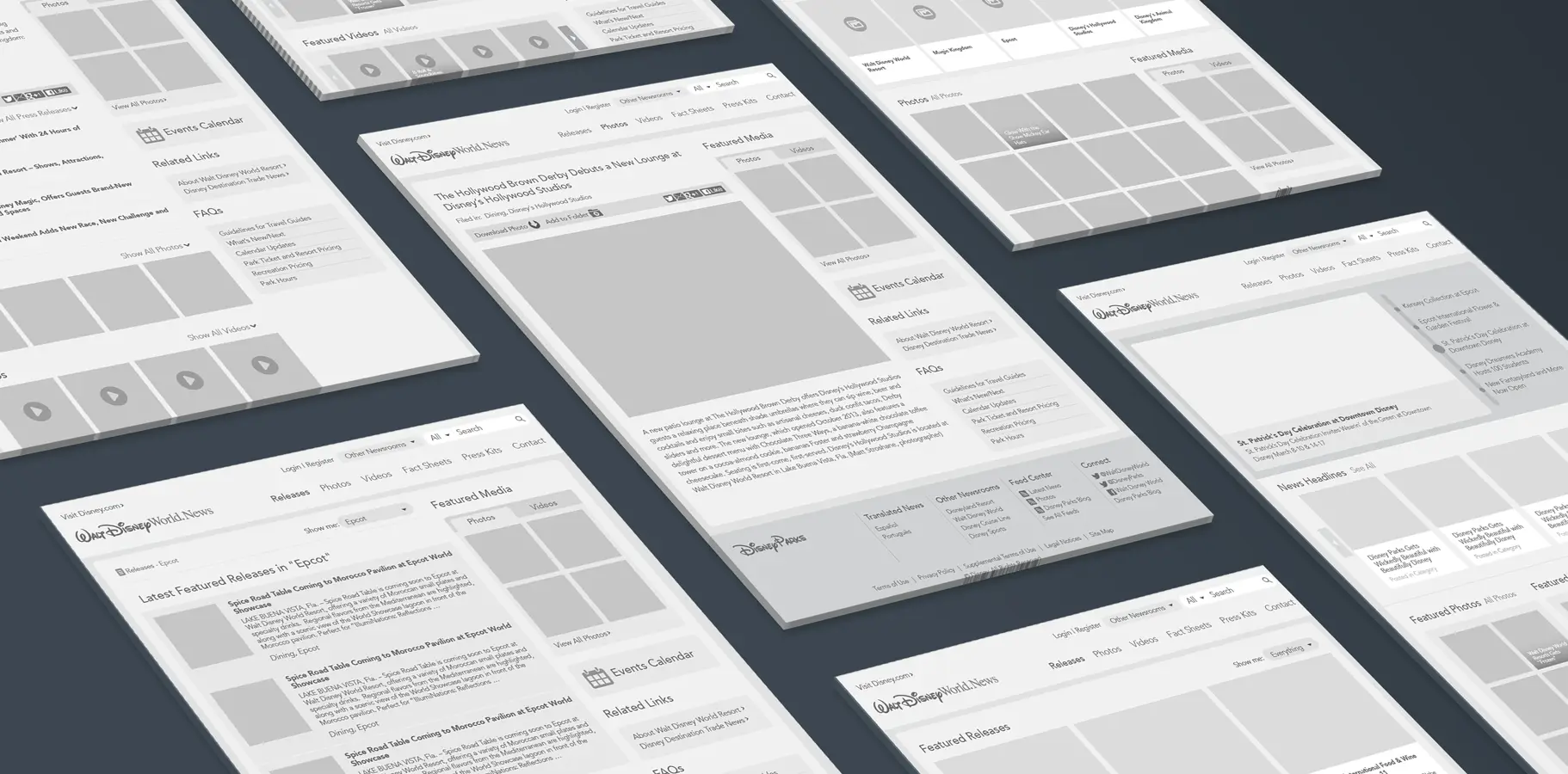 Disney Public Affairs wireframe exploration