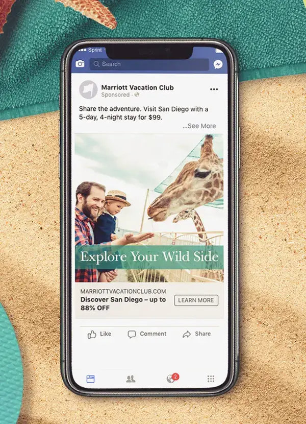 Marriott membership campaign shown on a phone