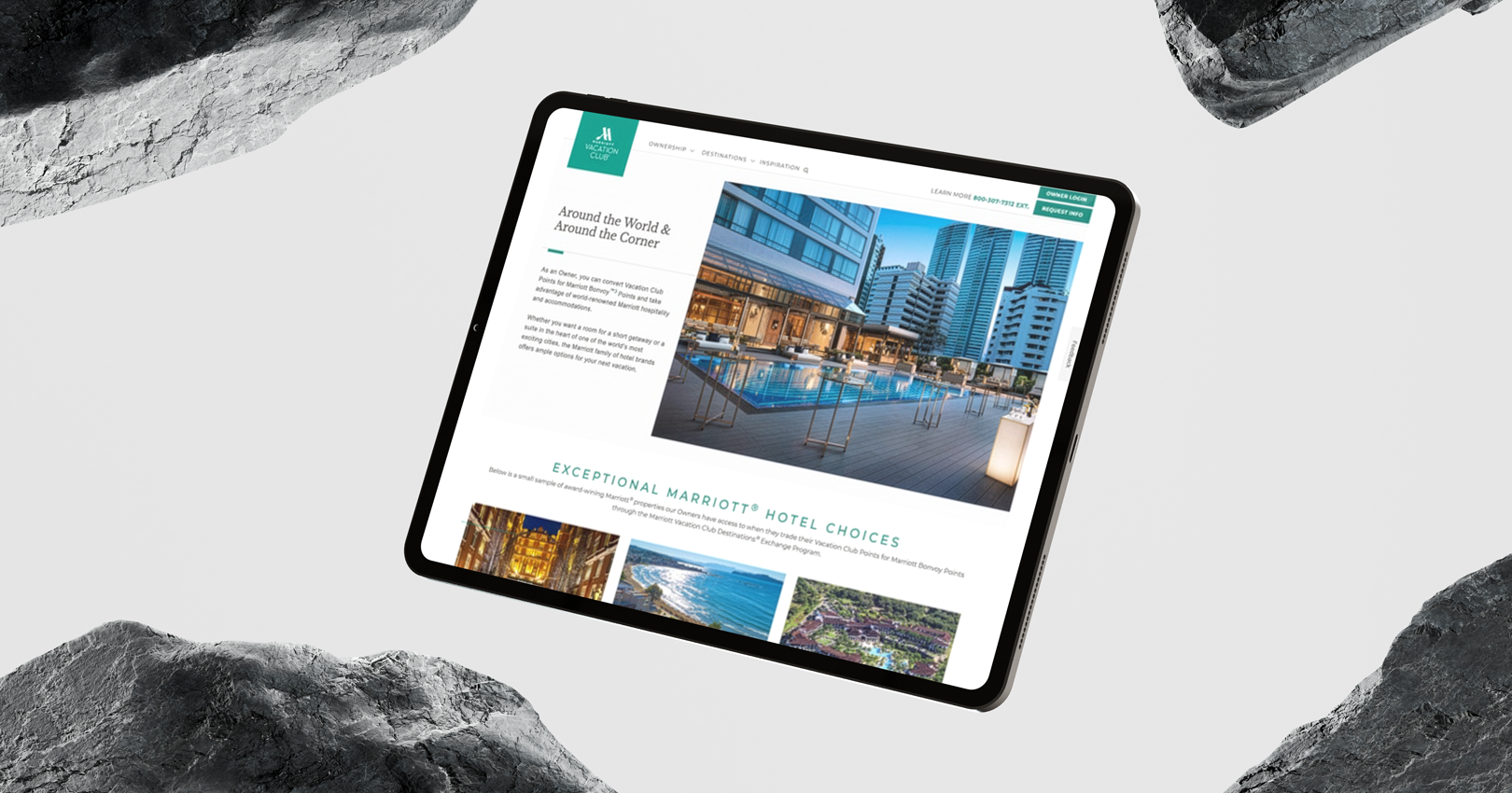 Marriott Vacation Club digital experience on tablet — enterprise UX redesign