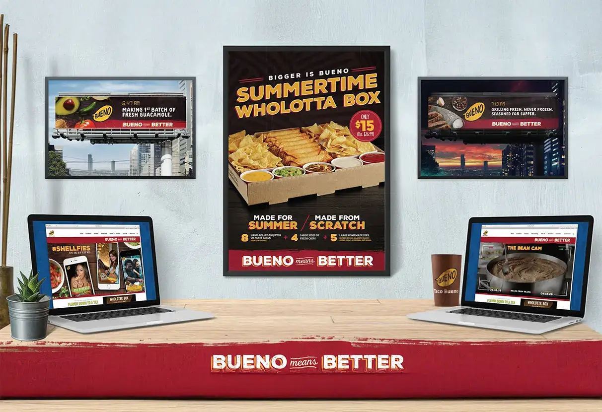 Taco Bueno campaign system across OOH and digital