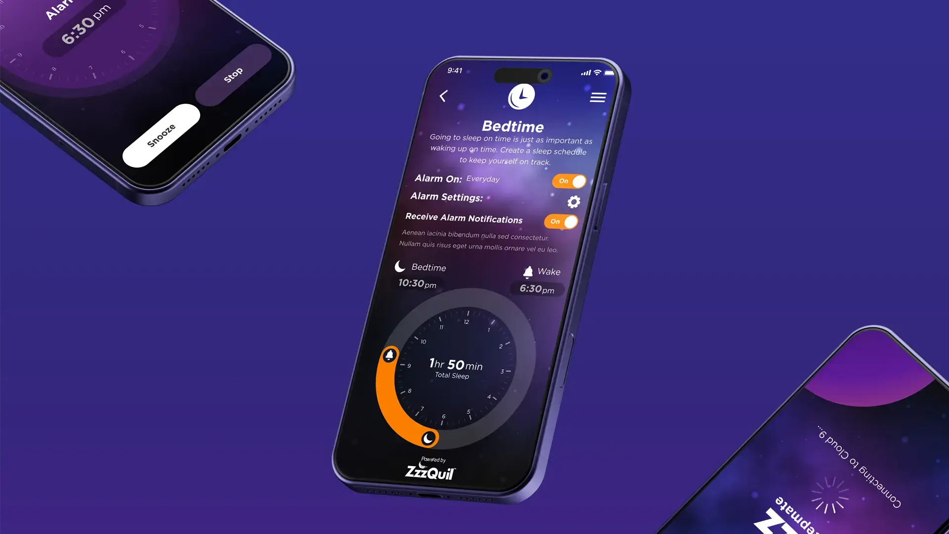 ZzzQuil sleep app screens